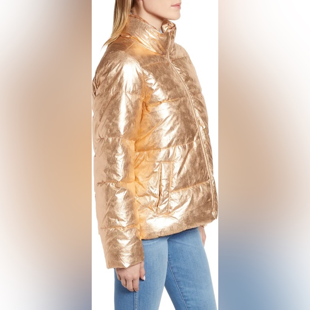 *Last Chance* J.Crew Metallic Puffer Jacket with PrimaLoft Rose Gold 🤍 - Picture 3 of 6